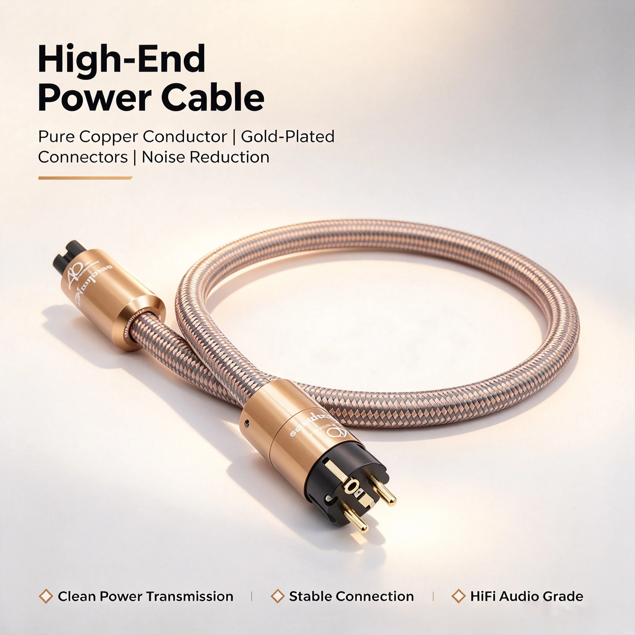 High Quality US HIFI AC Mains Power Cable EU US Schuko Power Plug for CD Player Amplifier DAC Preamp Audiophile Source Device