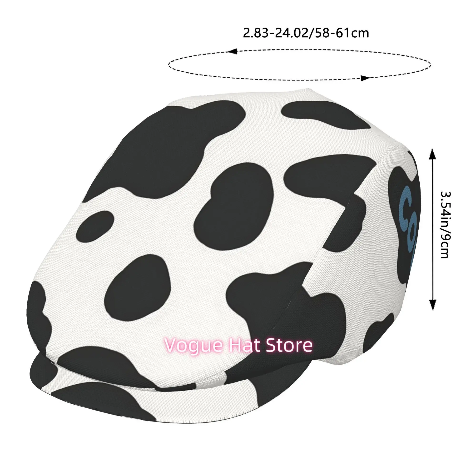 1pc Bull Spots And COW for all-Over Printed Beret, Retro Newsboy Cap, Unisex, a Must-Have Fashion Accessory for Outdoor Leisure