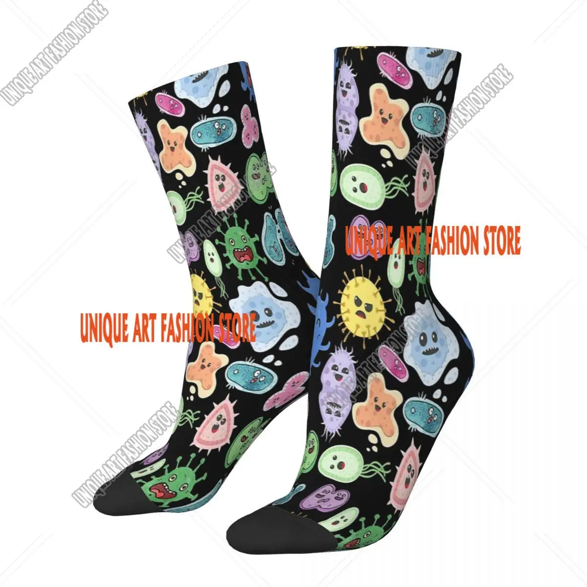 Cute Microbes Bacteria Virus Ecoli MicroBiology Seamless Chemistry Chemist Science Scientist Socks Male Mens Women  Stockings