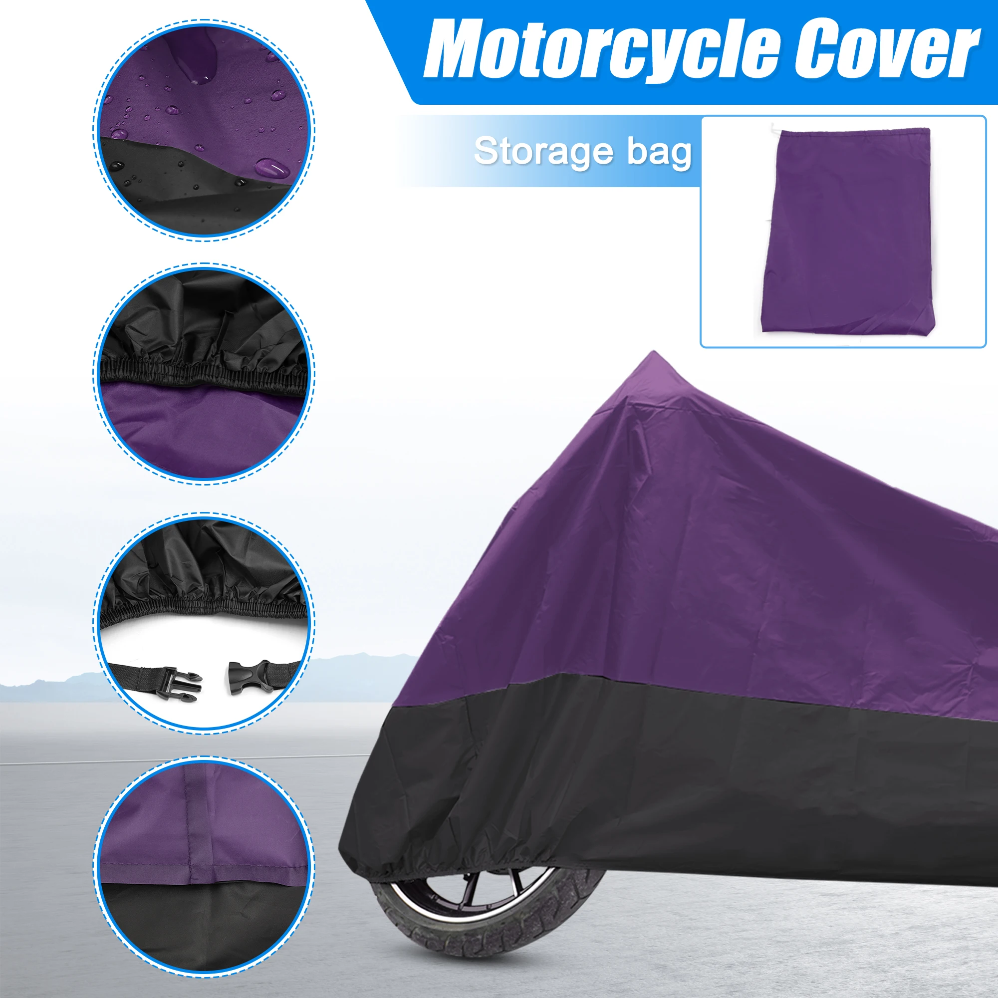 Motoforti L XL XXL XXXL Motorcycle Cover All Season Universal Waterproof Rain Dust Sun Outdoor Motorbike Covers Protection 180T