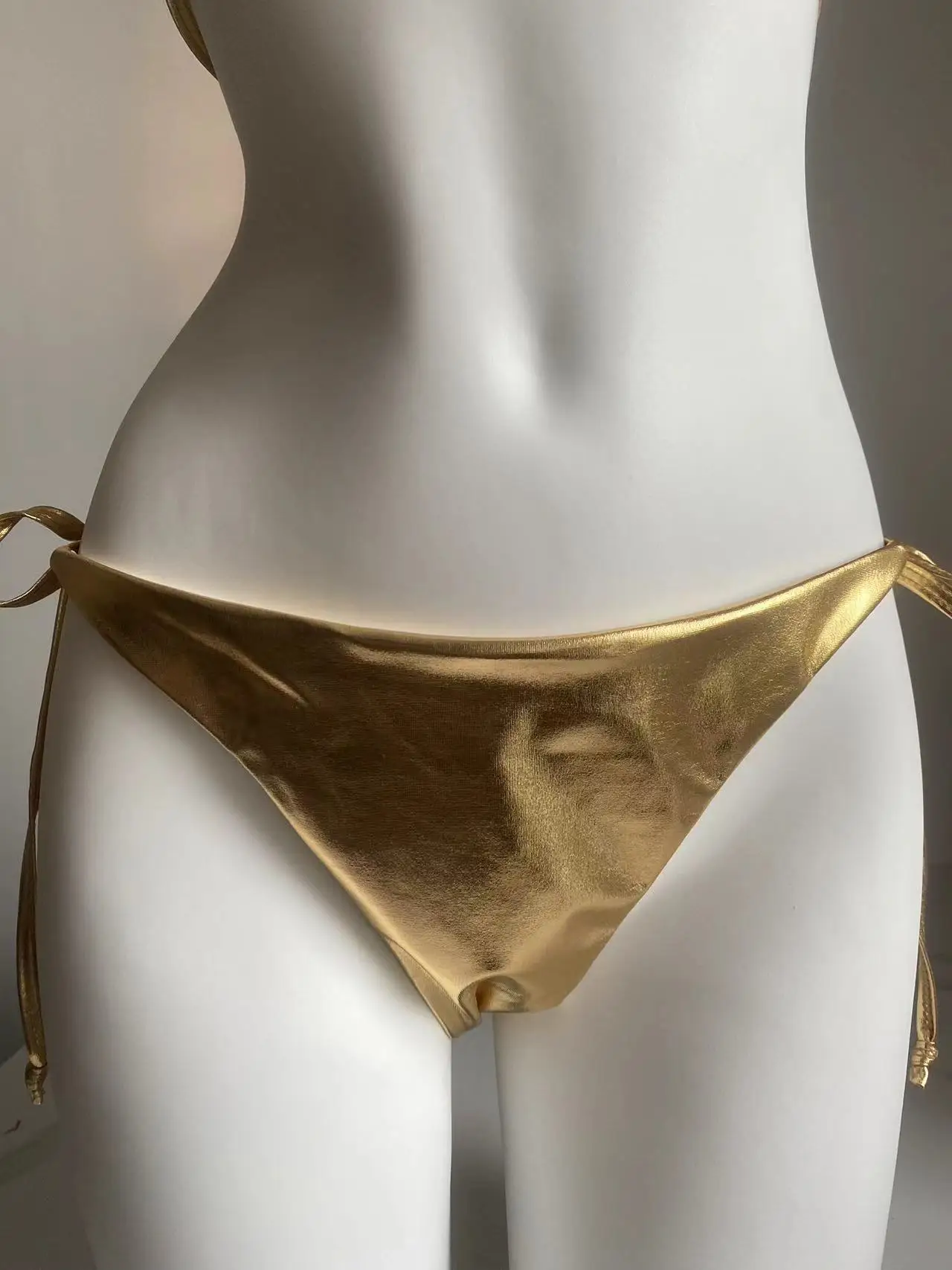 Sexy Brozing Gold Bikini Sets Women Push Up Micro Bikini Swimsuit 2024 Brazilian Beach Bathing Suit Tie Side Triangle Swimwear