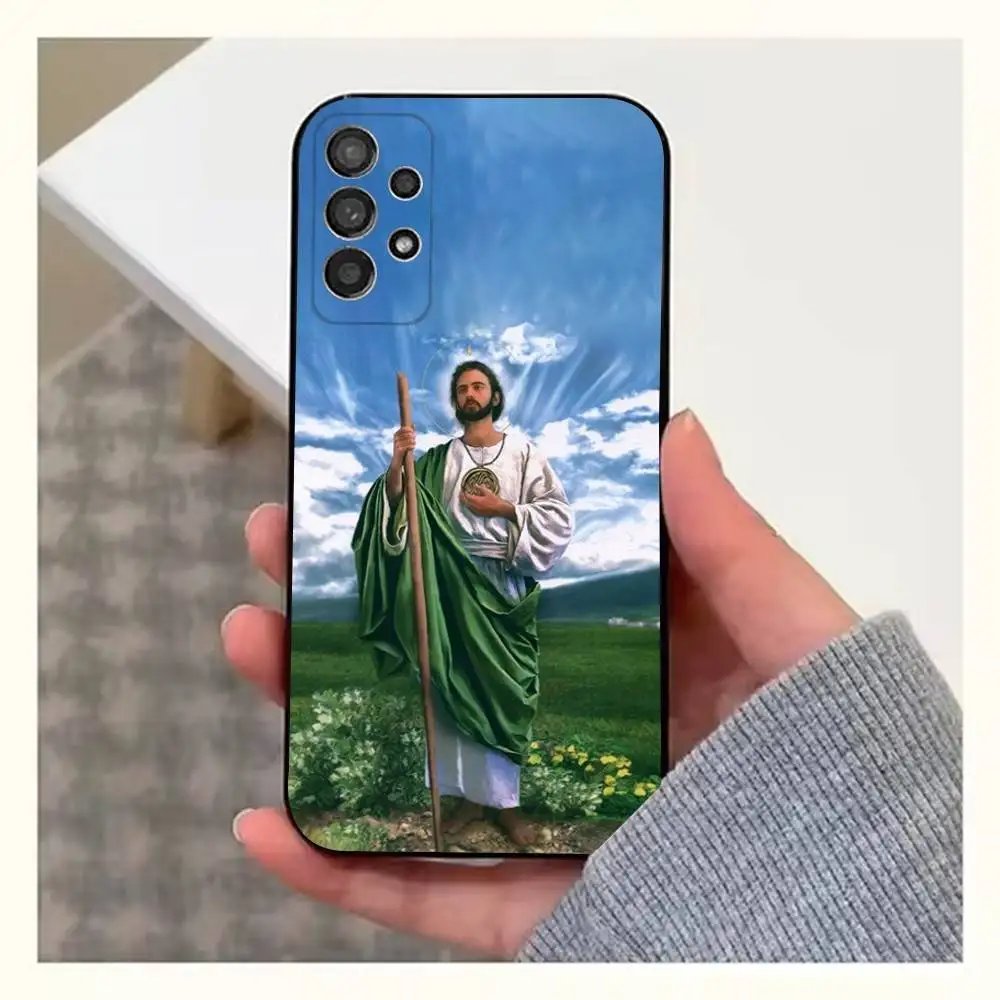 Casing Ponsel San J-Judas Tadeo Belief Untuk Samsung S25,S24,S23,S22,S20,S21,S10,Ultra,Plus,Lite,FE, Penutup Silikon Lembut Warna Hitam