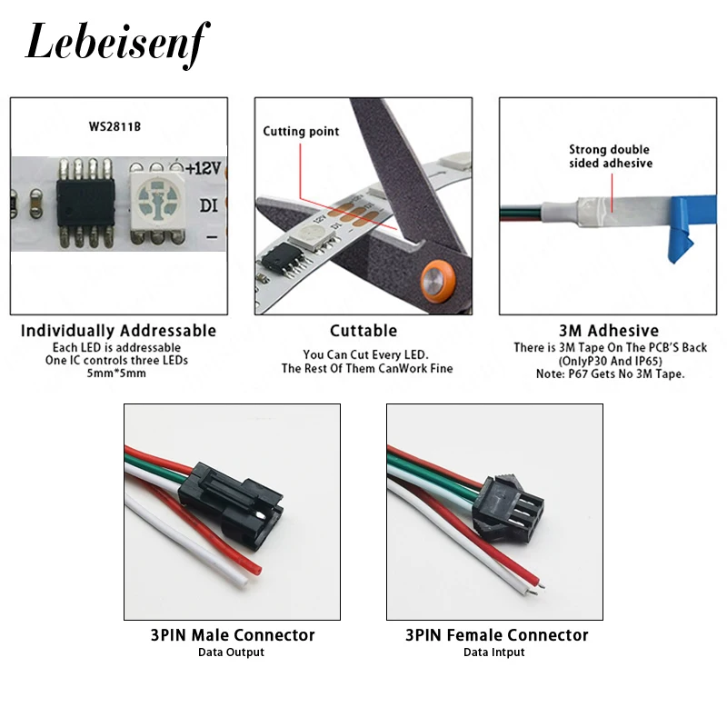 Imagem -05 - Estreito Led Endereçável Cor Mágica Rgb 5050 3535 Tira 84 96 Leds m Ws2811 Embutido ic dc 12v 24v Branco Pcb Flex Fita de Luz mm