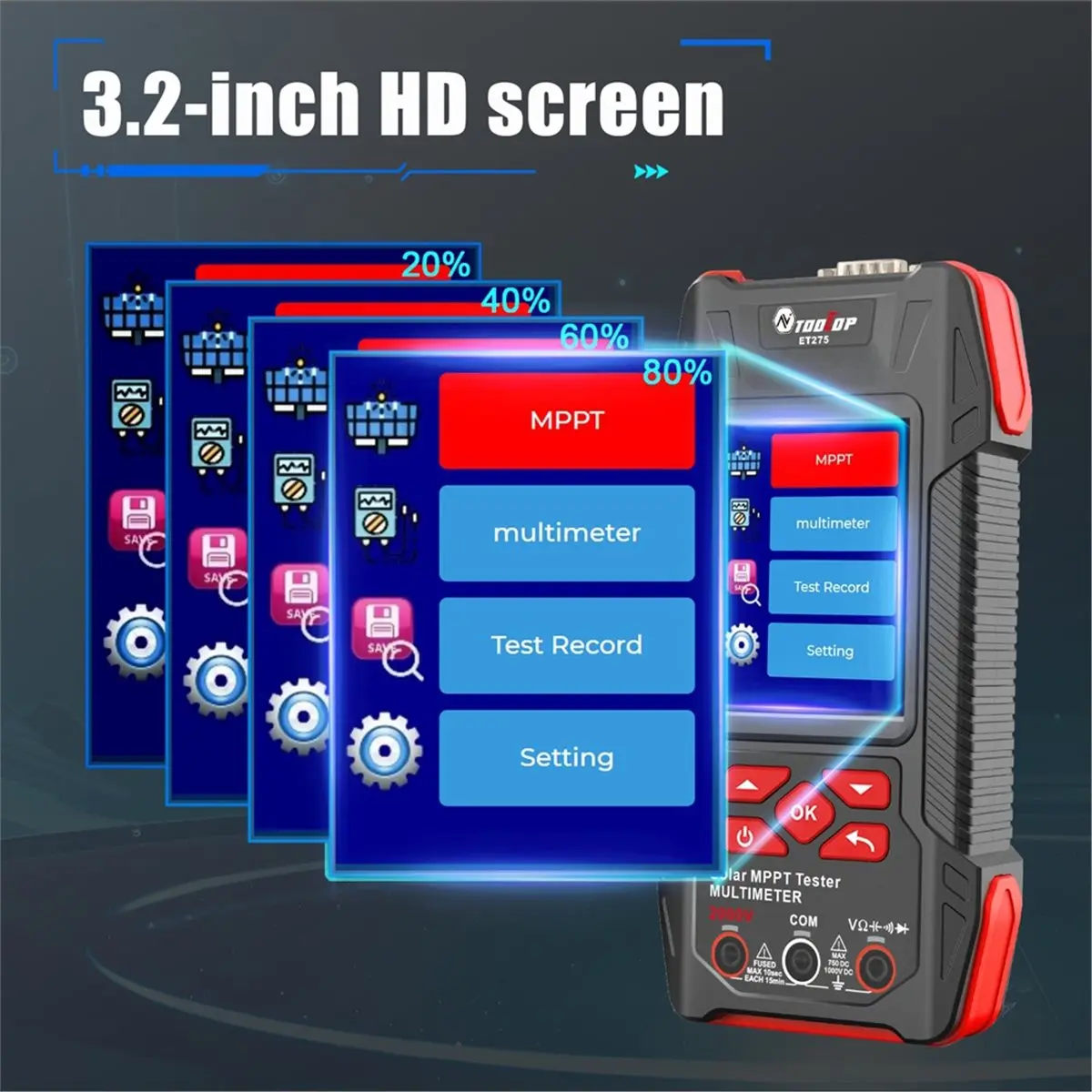 ★♠♥Y618A Hot Sale- ET275 2000W Solar Multimeter MPPT Power Tester Photovoltaic Power Meter 60000 Counts Multimeter