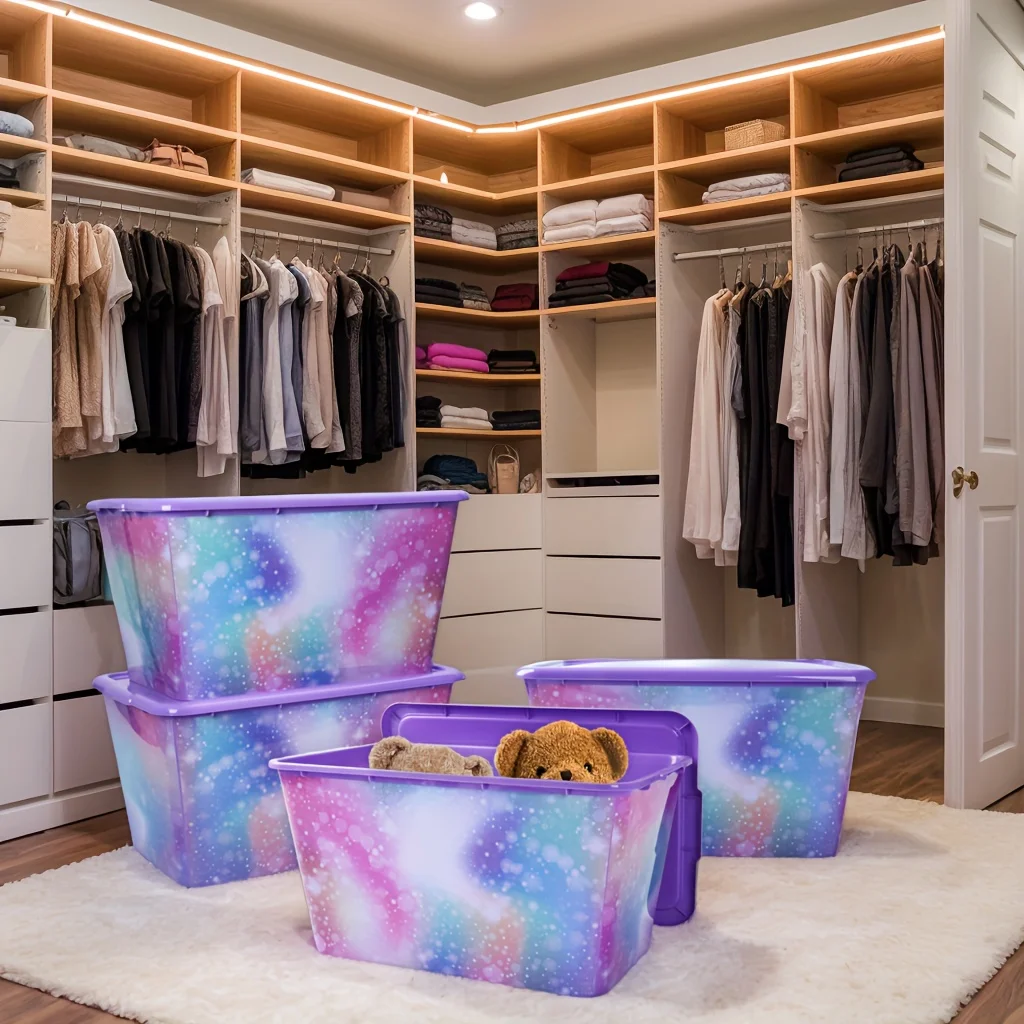 

4PACK 14.5-Gallon (58-quart) Stackable Plastic Storage Totes Bins With Lid, Storage Tote, Container Bin, Organization Bins