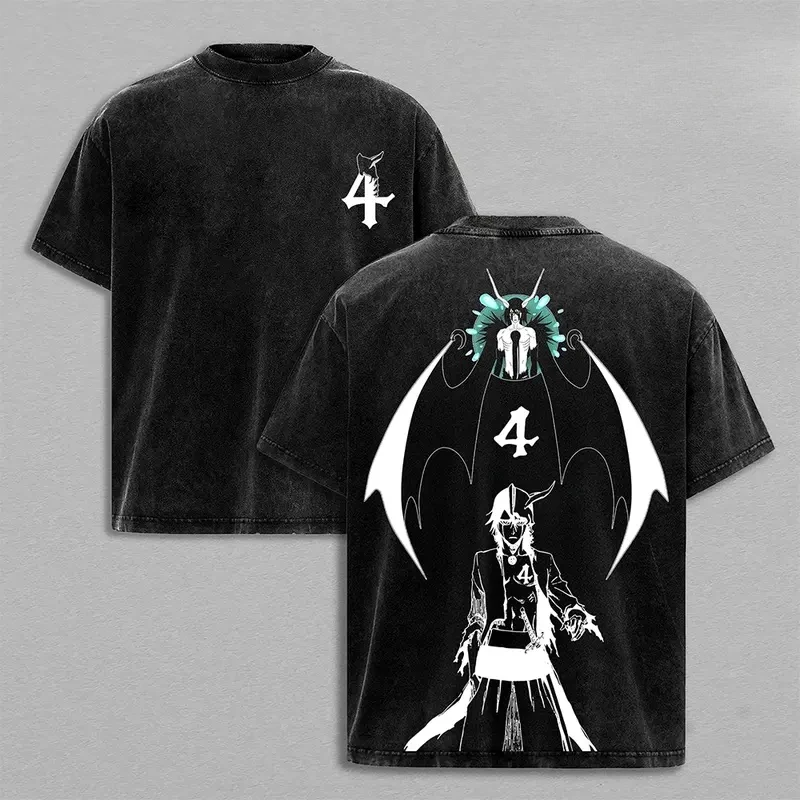 Hot Anime BLEACH Ulquiorra Cifer Print T-shirt Men Women Tshirts Short Sleeve Cotton Clothing Retro Washed T Shirt Harajuku Tops