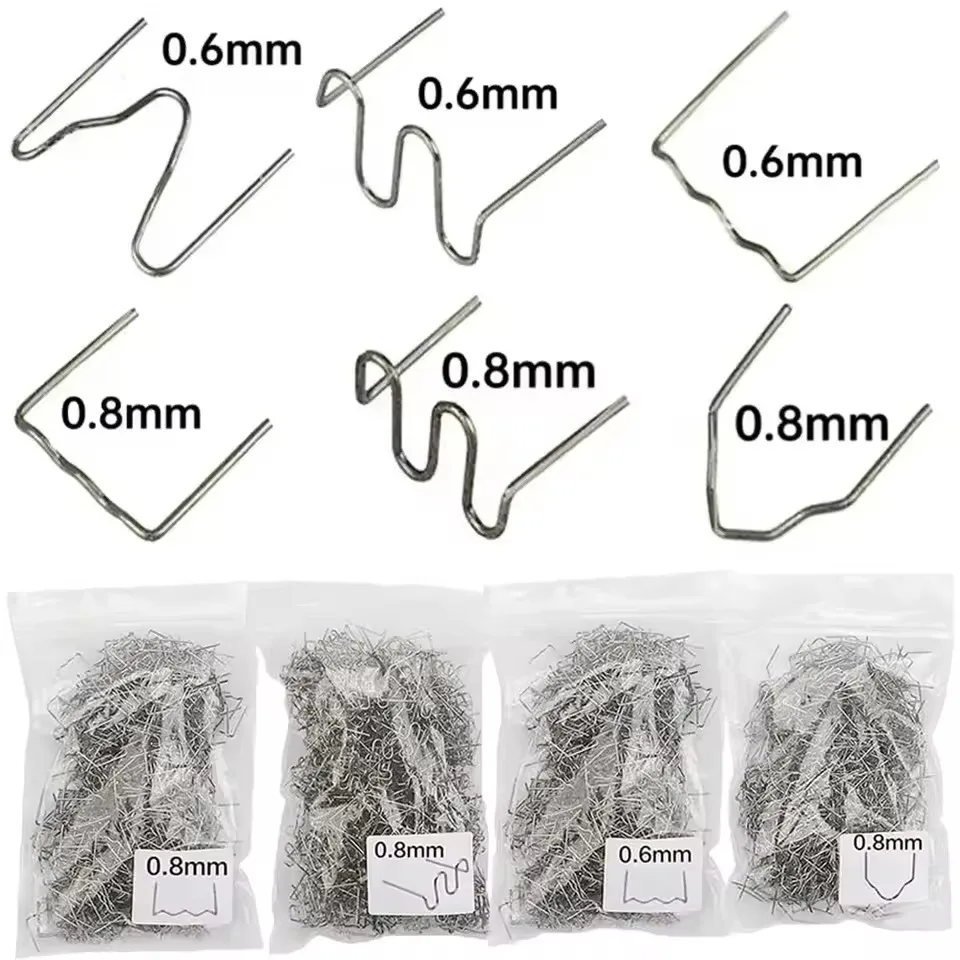 Plastic Welding Staples 100Pcs 6 Types 0.6mm 0.8mm Welding Nails Plastic Welder Repair Nails Kit Machine Welding Hot Stapler