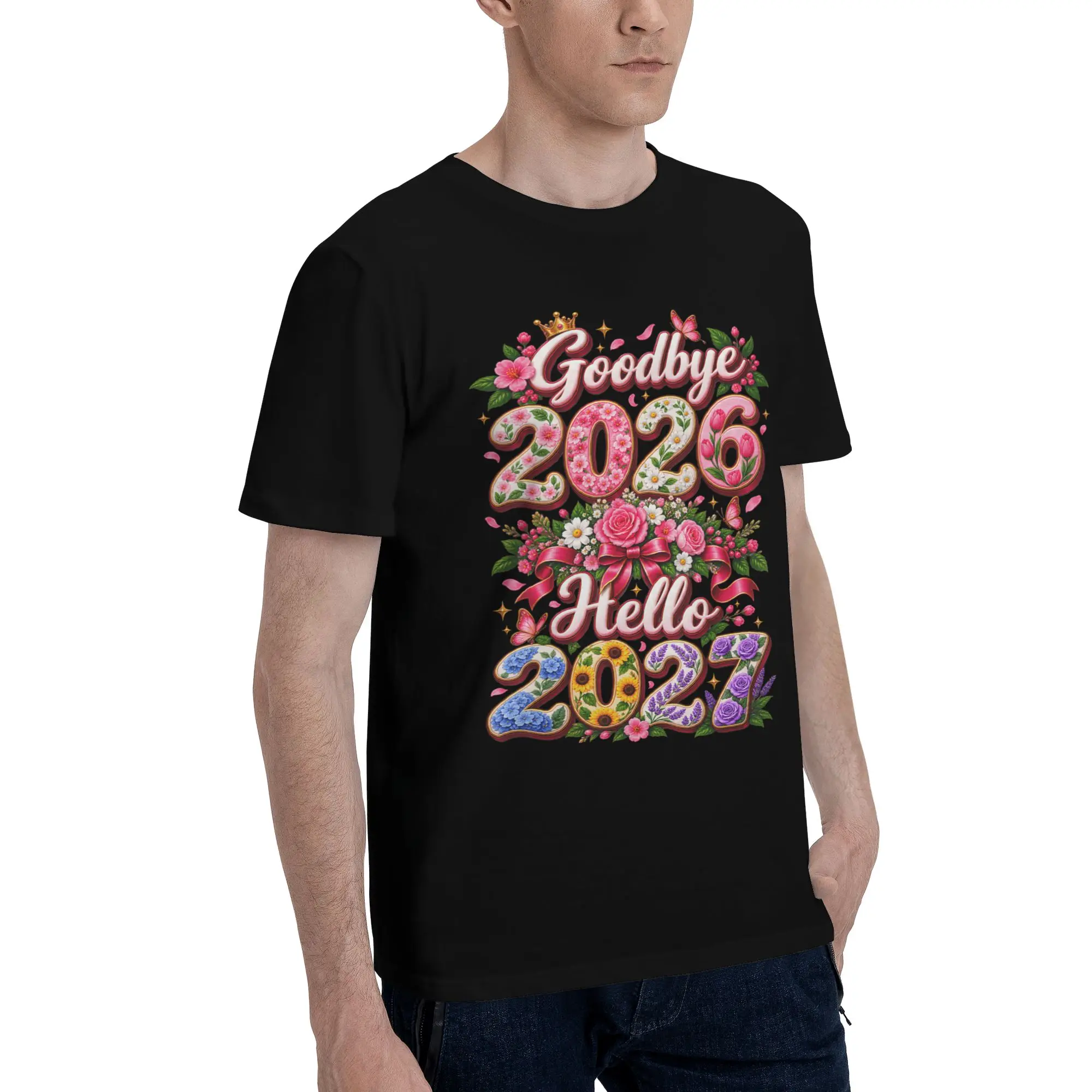 Good Bye 2026 Hello 2027 Tee Shirt for Men Women Graphic Printing T Shirts  100% Cotton Clothes