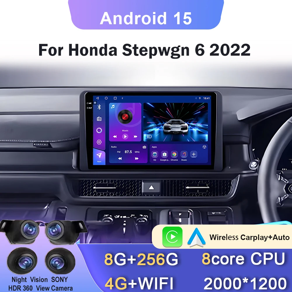 Android Car Radio For Honda Stepwgn 6 2022 Carplay Auto GPS Head Unit BT Player DSP Multimedia DVD Video 2 Din Stereo