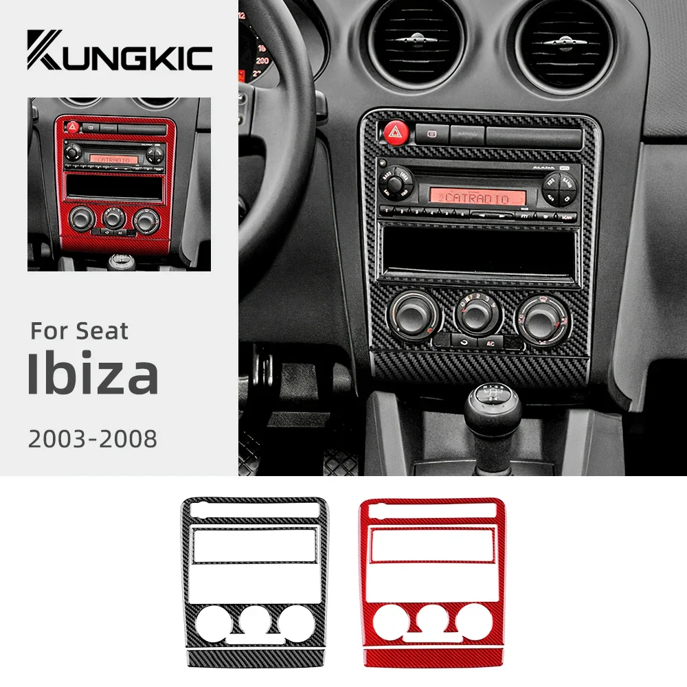 

LHD RHD Car Central Control AC/CD Panel for Seat Ibiza Real Soft Carbon Fiber Sticker 2003 2004 2005 2006 2007 2008 Accessories