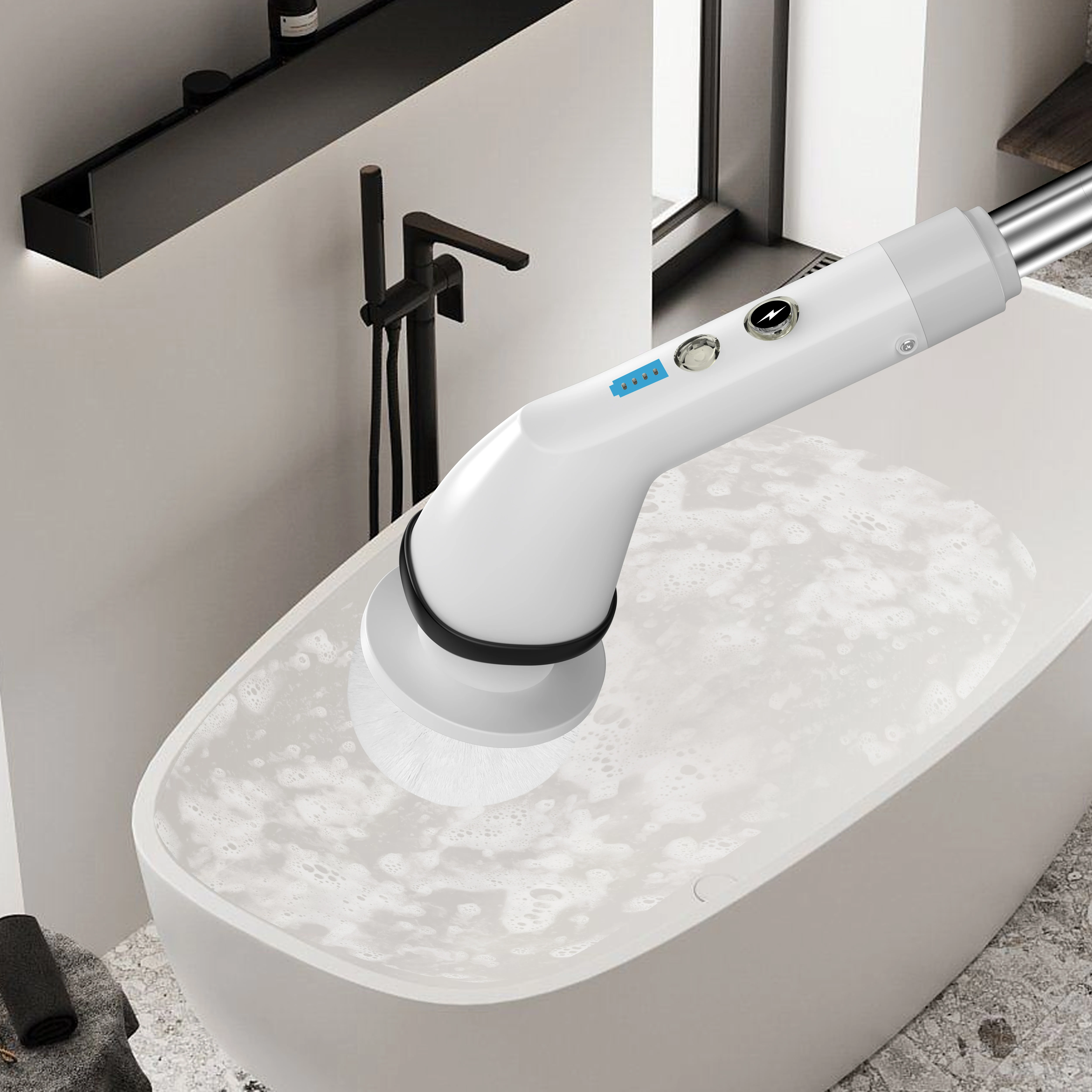 무선 전동 스핀 스크러버 브러시 휴대용 청소 브러시 자동차 주방 샤워 스크러버 클리너 욕실 전동 공구