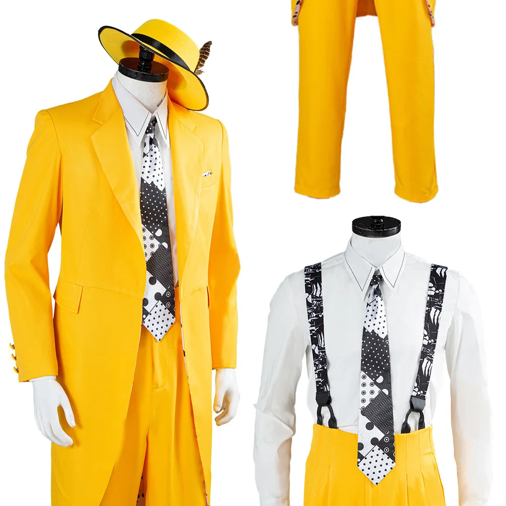 1994 Movie The Mask Jim Cosplay Fantasy Carrey Suit Costume Disguise Adult Men Cosplay Roleplay Fantasia Outfits Male Halloween
