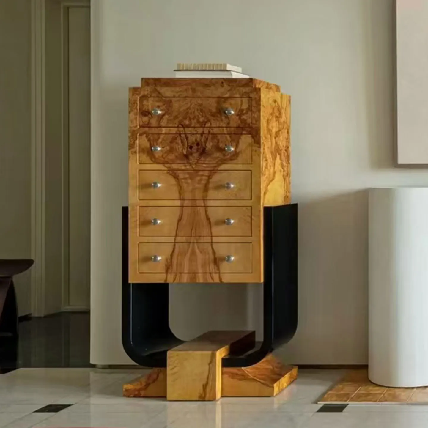 Italian light luxury high-end solid wood chest, bedroom and living room against the wall