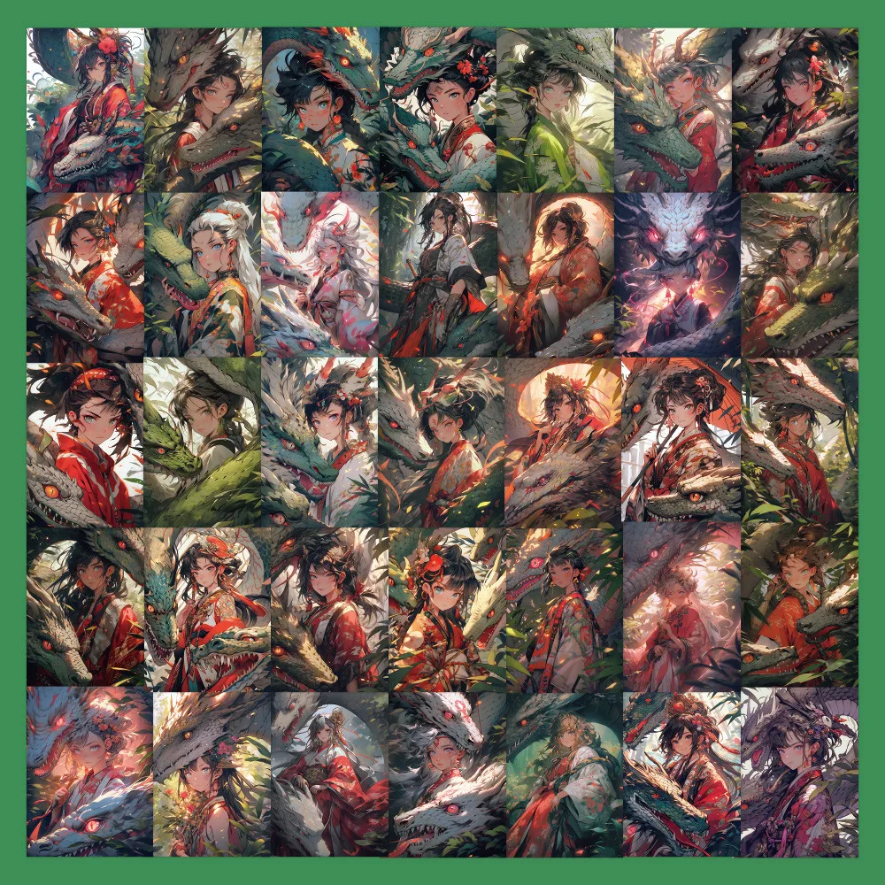 60-Piece Elegant Ancient-Style Dragon Heroine Stickers - Decorative Decals for Notebooks, Phone Cases(Anime Worlds Store)