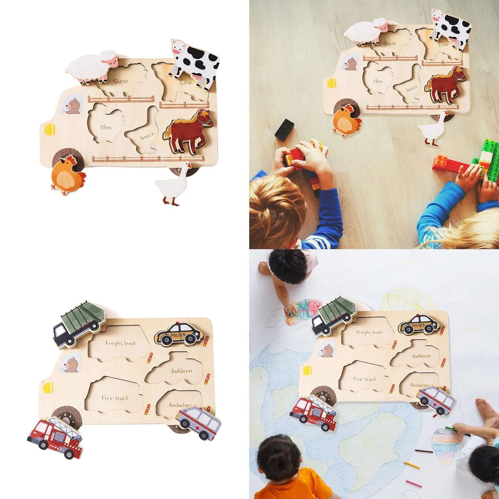 Wooden Matching Puzzle Wooden Handicraft Teaching Material Montessori Toy Puzzle Toy Early Learning Toy Playset Party Favors