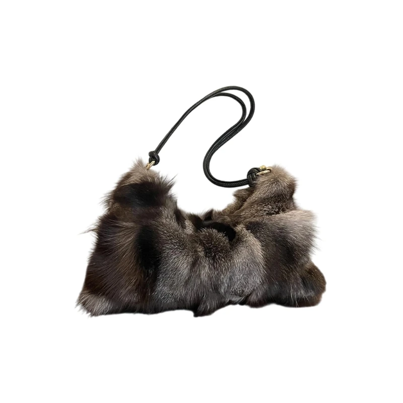 340D Luxury Long Pile Underarm Bag Modern Asymmetric Design Spacious Interior Evening Bag