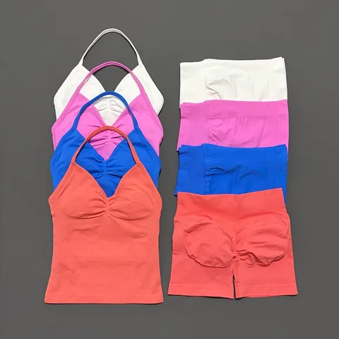 Backless Tank Scrunch Shorts Gym Set
