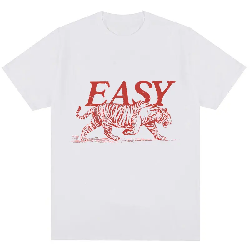 Funny Easy Tiger Meme Graphic T-shirt Men Women Fashion Summer T Shirt High Quality Cotton Oversized Casual T Shirts Streetwear