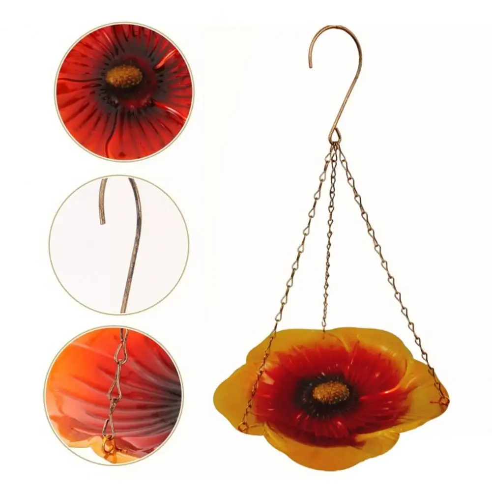 Hanging Bee Feeder Bee Watering Station with Colorful Flower Design Windproof Hanging Feeder Stable Butterfly Bath for Garden