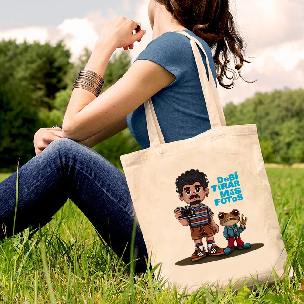 Bad Bunny DTMF with Bear Cartoon Women Tote Bag Debí Tirar Más Fotos Printing Shopping Bag Funny Travel Bag Eco Tote Bags