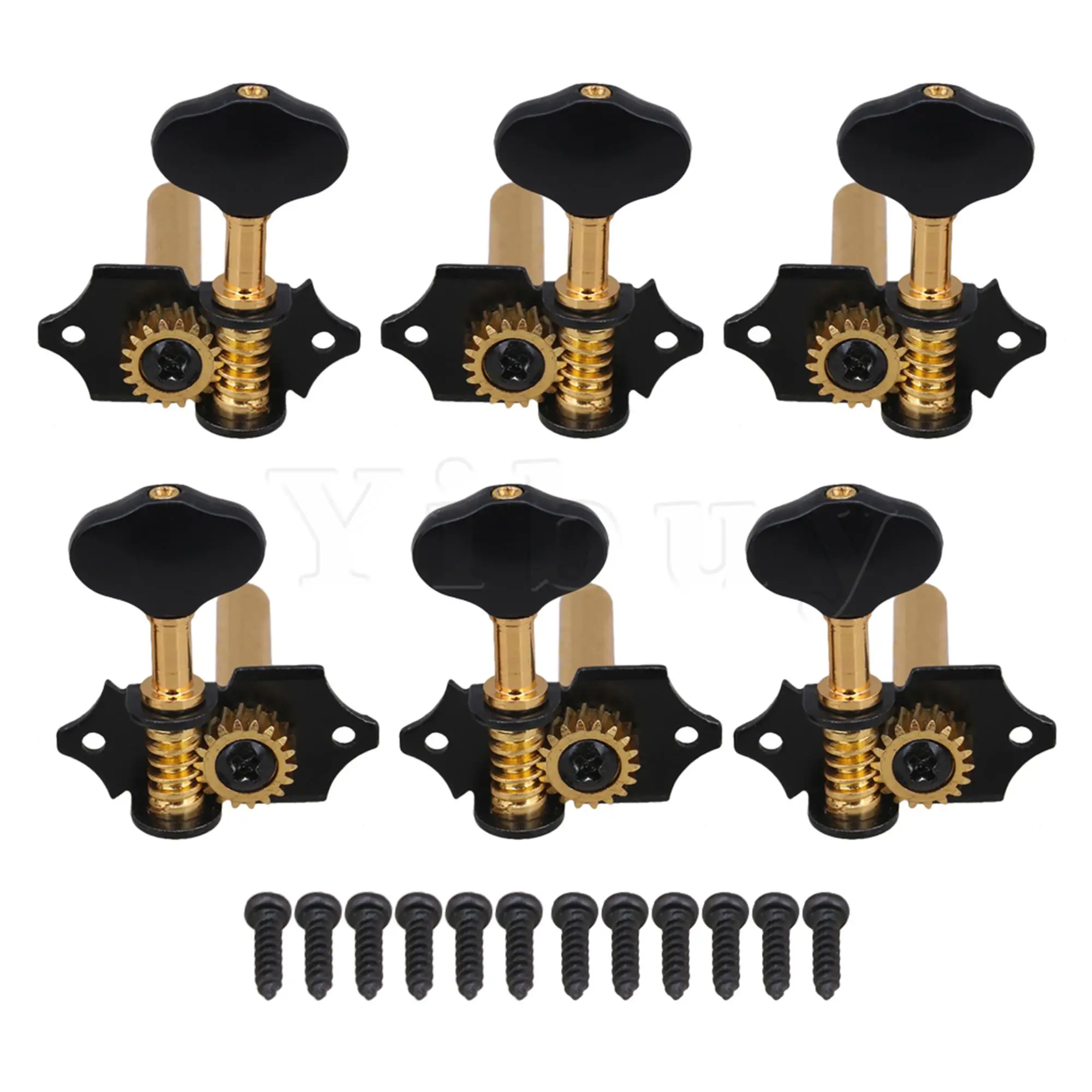 

Yibuy 180 Set of 3R3L 18:1Gear Machine Heads Tuners Replacement Acoustic Guitar Tuning Pegs Part