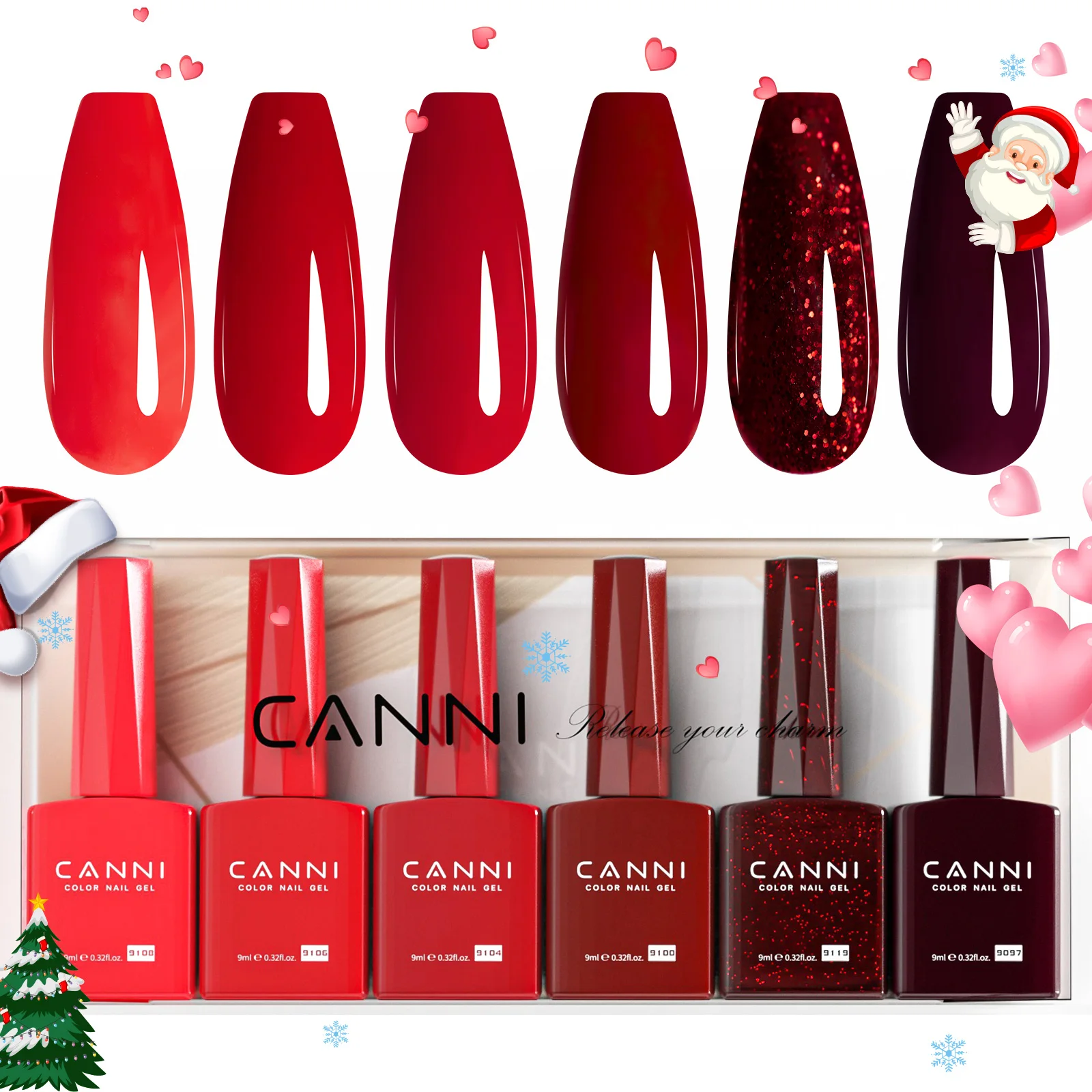 6pcs/kit CANNI HEMA TPO FREE Nail Gel Polish Set Gorgeous Color Semi Permanent Soak off UV LED Gel Nail Varnish Christmas Gift