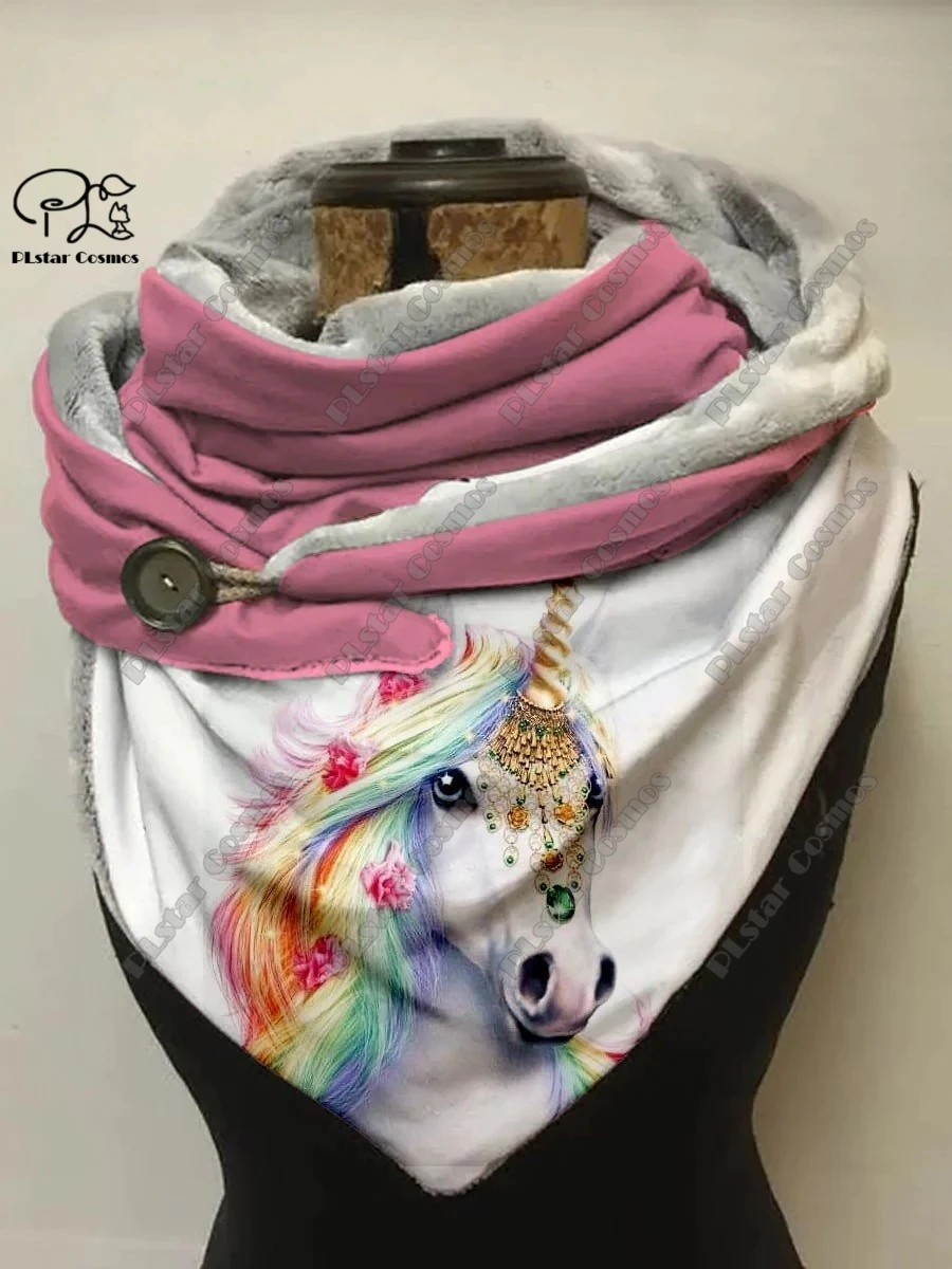 3D printed animal series cute rabbit unicorn alpaca pattern printed warm shawl scarf spring and winter small triangle scarf