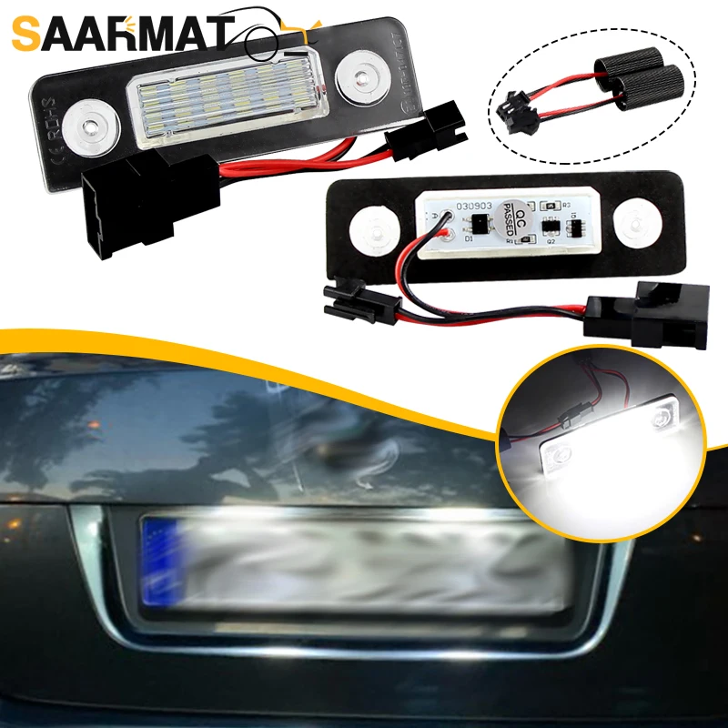 2pcs CANbus error free For Volkswagen Skoda Octavia 1Z A5 04-13 Roomster 5J 06-15 License Plate Light LED Car Trunk Number Light