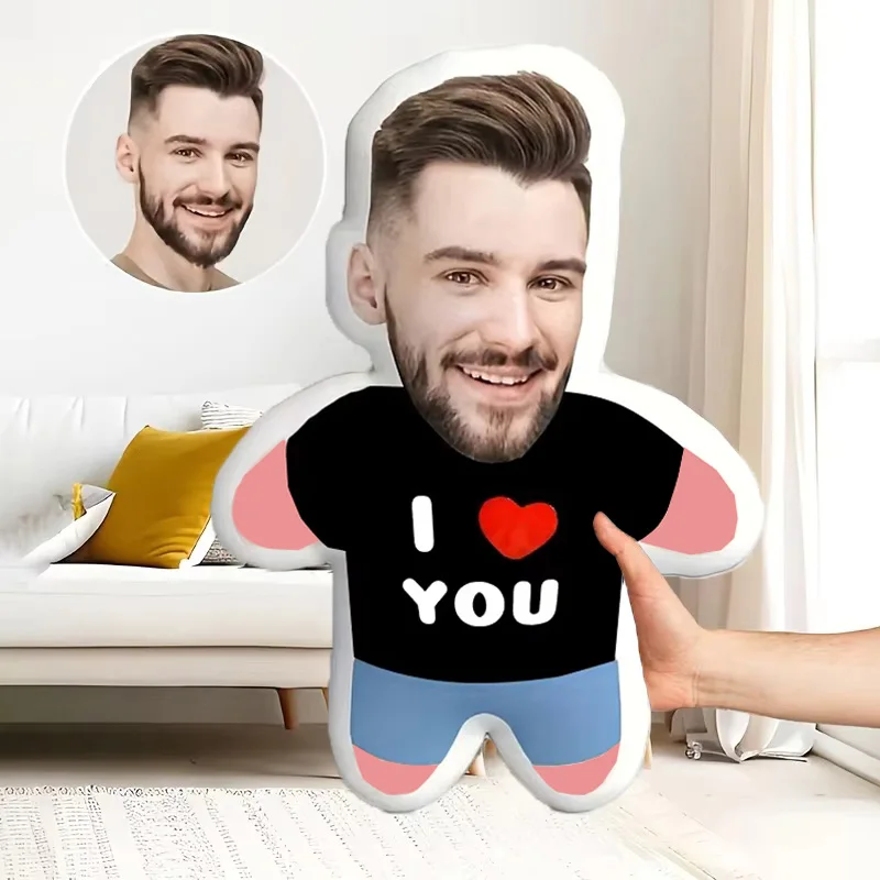 Newly Designed Gift Personalized Photo Pillow with Face and Body Design, Perfect Gift for Couples, Boyfriends, Girlfriends