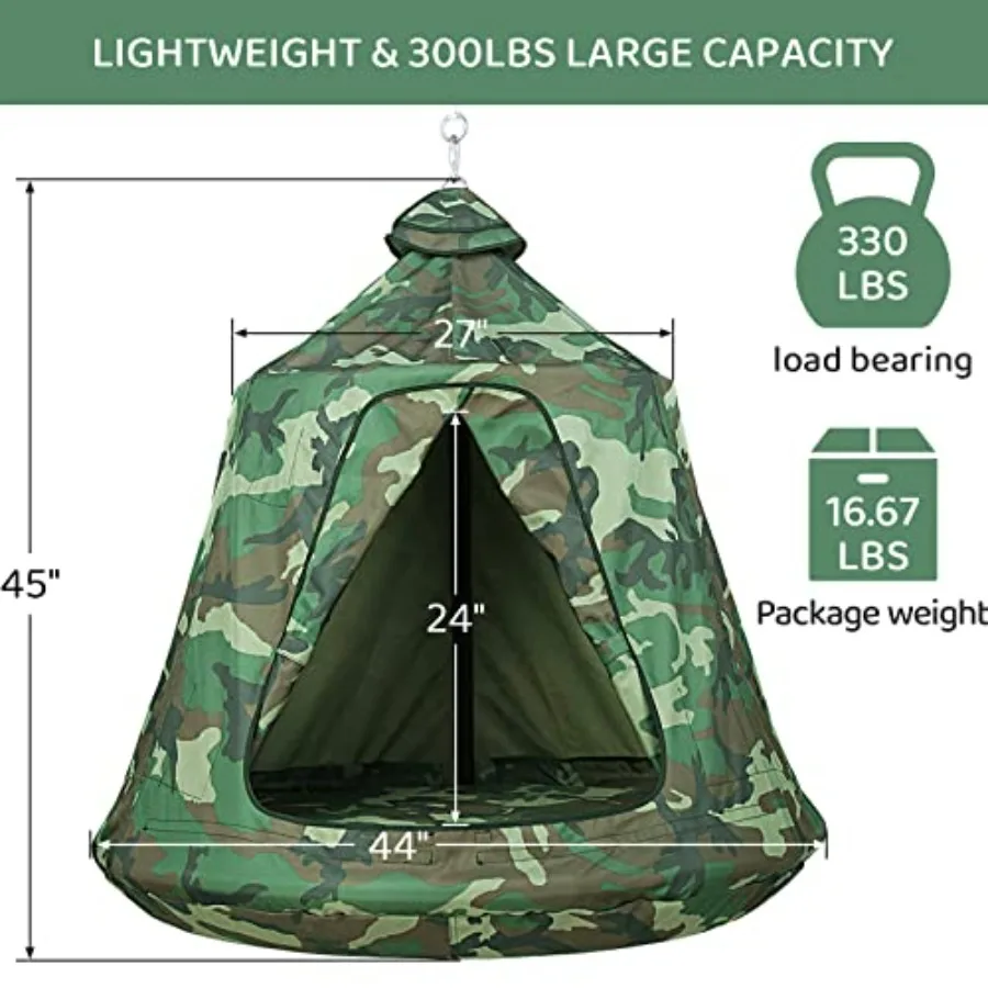 Hanging Tree Tent for Adults Hanging Tents Indoor Outdoor 45 H x 44 Diam Portable Waterproof Play Tent w/LED Lights String Tree