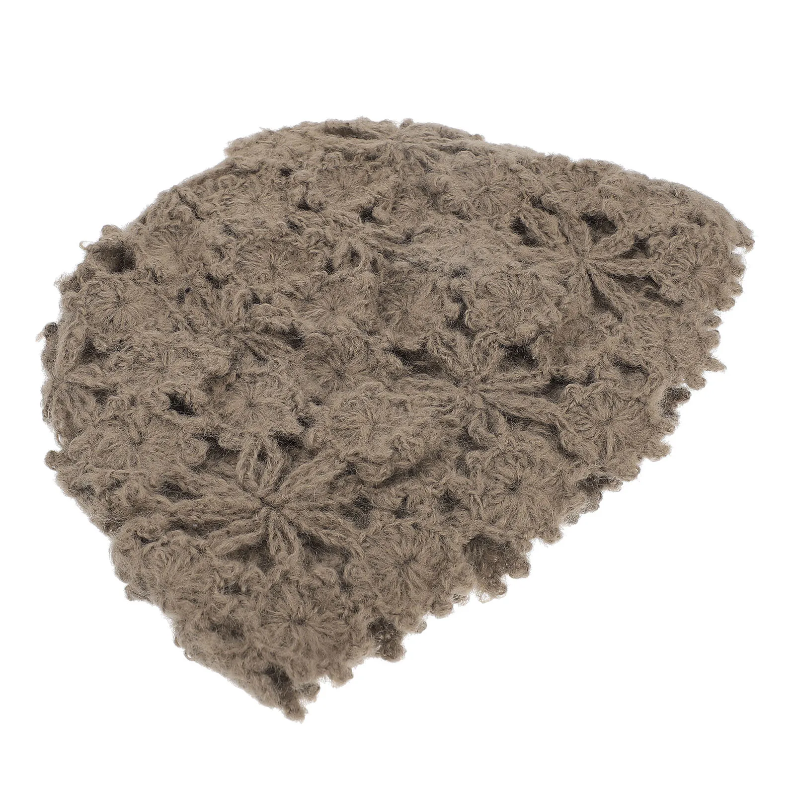 قبعة بيريه محبوكة دافئة للنساء على شكل زهرة مجوفة، قبعة شتوية مريحة وخفيفة الوزن للمشي لمسافات طويلة والتخييم والرياضات