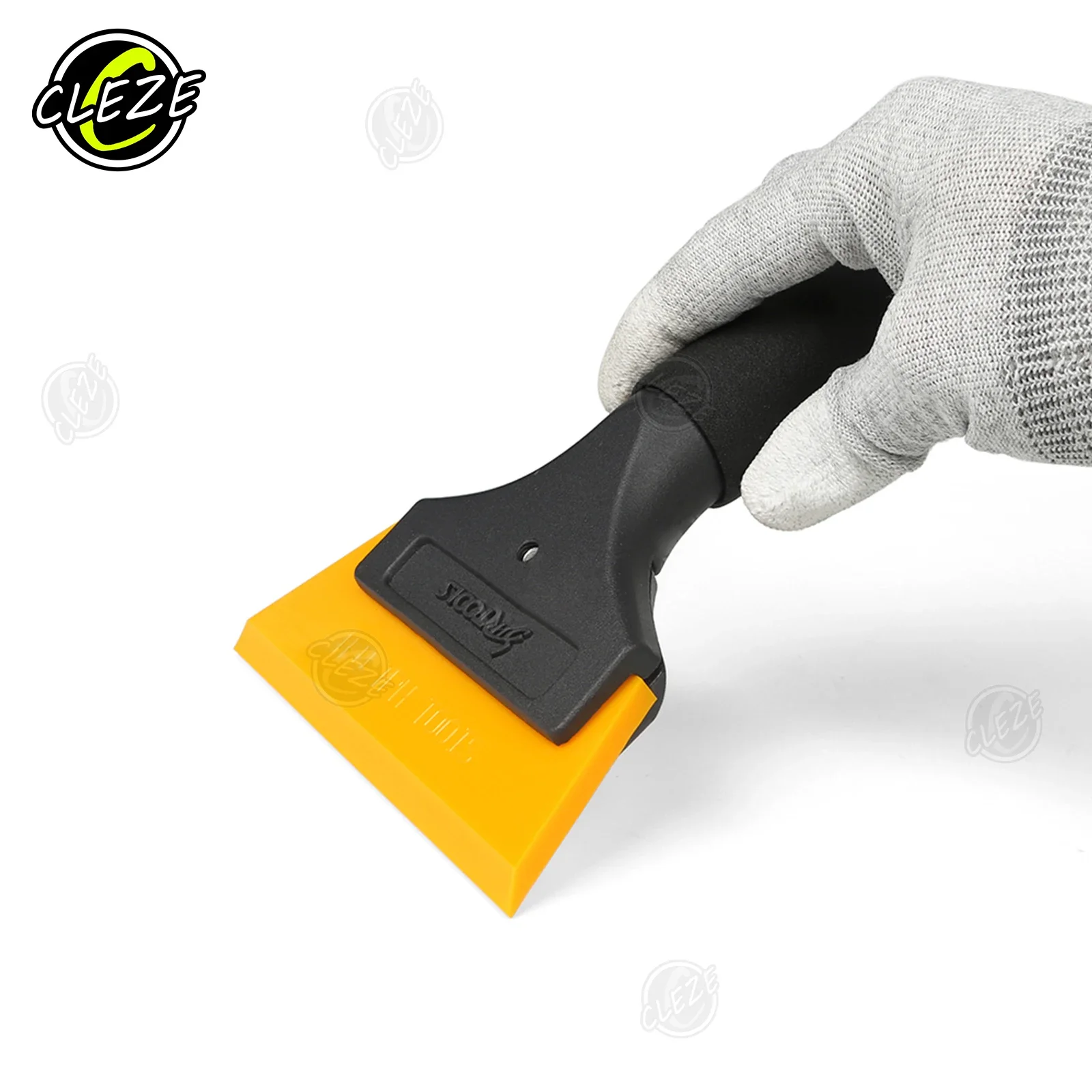 CLEZE High Quality Glass Rubber Squeegee Short Handle Scraper Tool for Car Wrapping PPF Window Tint Film Installation