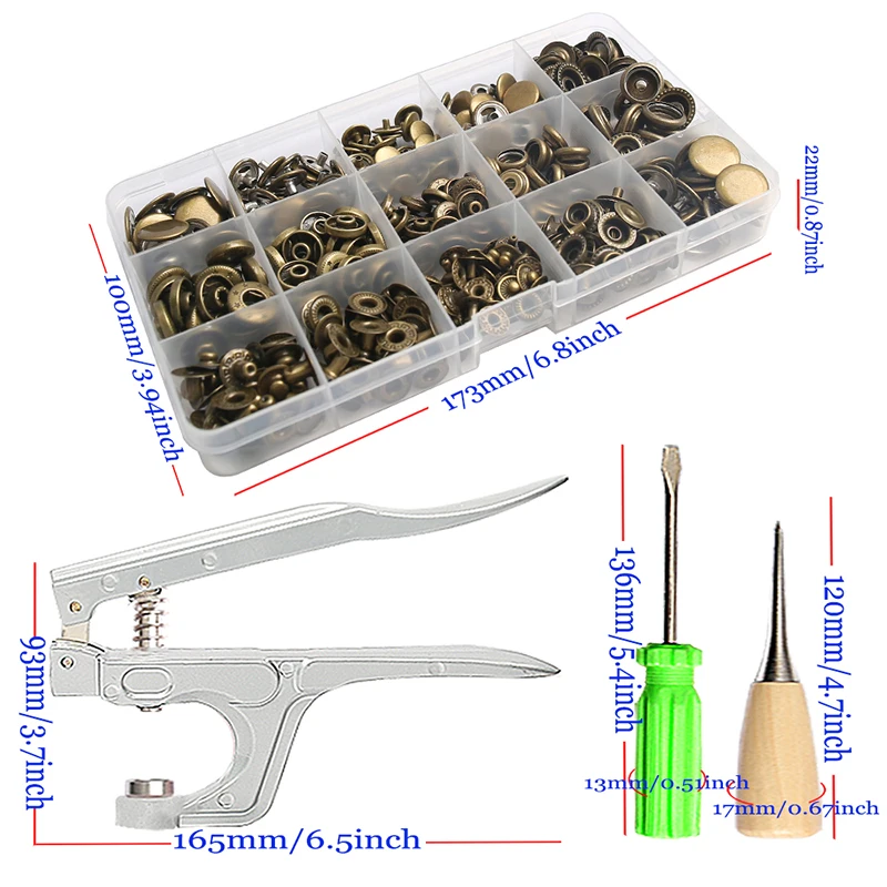 New Metal Snap Buttons Botones Bouton Pression With Pressure Pliers Sewing Accessories For Clothing/Coats/Bags/Leather Craft