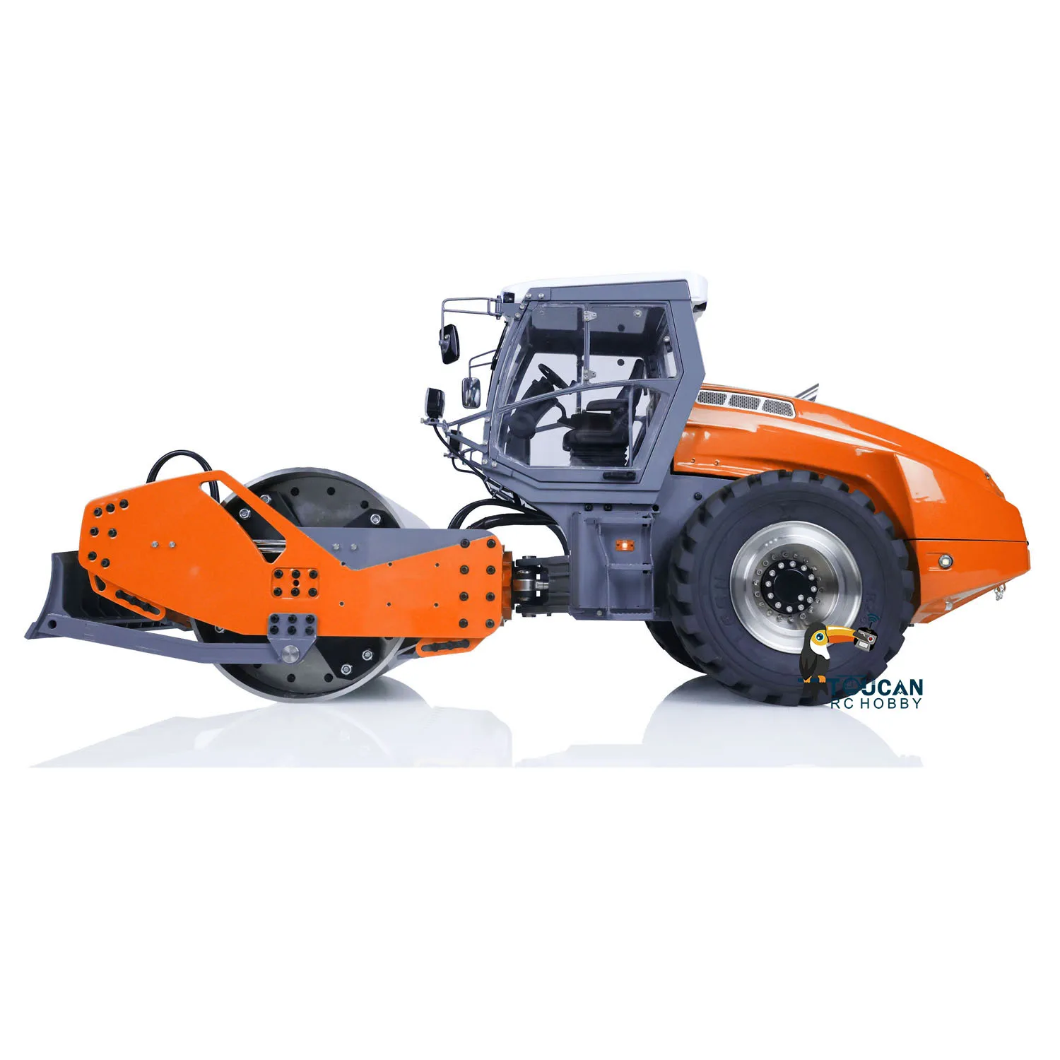 ในสต็อก 1:14 LESU โลหะ RC Hydraulic Road Roller Aoue-H13i TOUCAN HOBBY ไฟฟ้าสีส้มวิศวกรรมยานพาหนะรถ TH22705