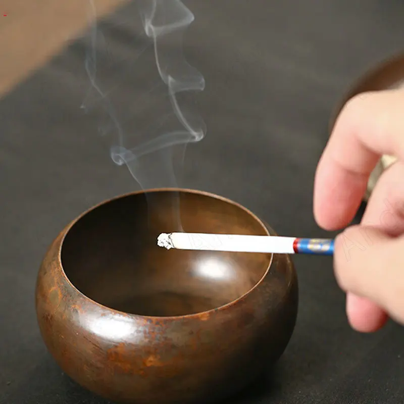 

European Pure Copper Ashtray Living Room Desktop Manual Ornament Restaurant Light Luxury Ash Tray Modern Home Decoration