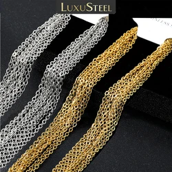 LUXUSTEEL 1-2mm 1/10Pcs/Lot Stainless Steel Long Chains O Shape Rolo Link Cuban Necklace For Women DIY Jewelry Wholesale Pendant
