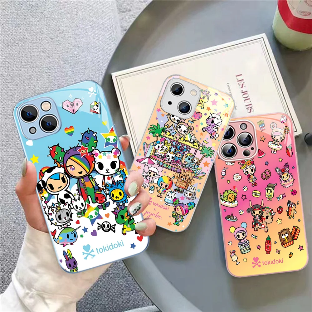 Japan T-Tokidokis Phone Case Tempered Glass For Iphone 14 13 12 11 Pro Mini XS MAX 14Plus X XS XR Fundas