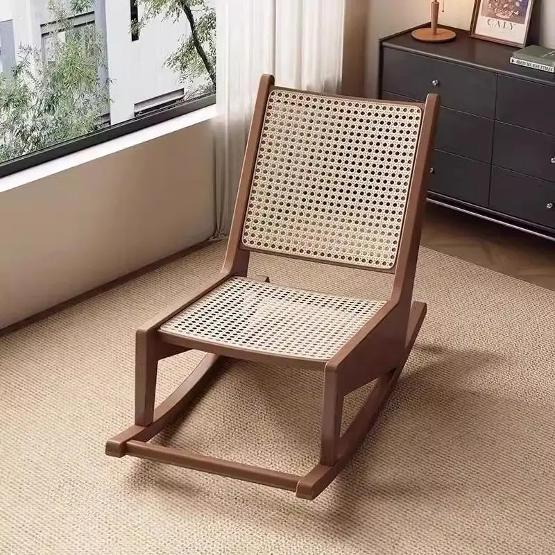 Простой стул из мягкой сумки из цельного дерева, стул из ротанга для гостиной, обеденный стул из ротанга, кафе-ресторан, стул Интернет-знаменитости Сяо