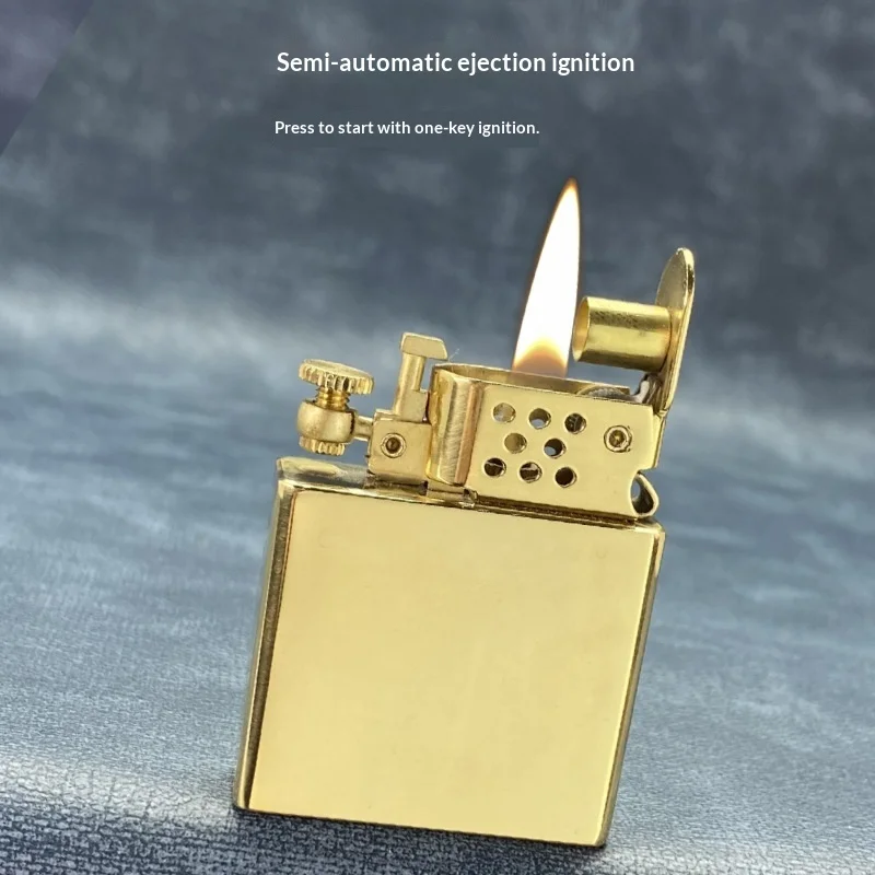 ZORRO Heavy Armor One Click Press Launch Brass Kerosine Lighter Retro Windproof Open Flame Bottom Matchstick Collection Lighters
