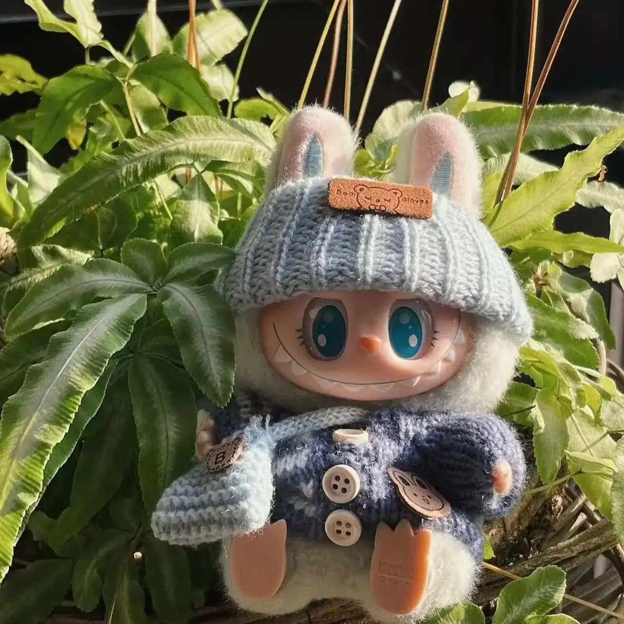 

For 15-17cm Labubu Doll Accessories Outfit Clothes Bear Label Hat Love Sweater Set Cute Decoration Little Clothes Toy Collectors