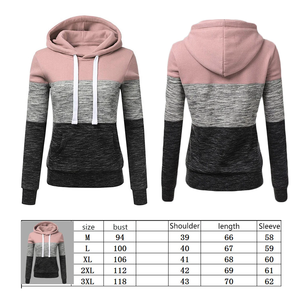 Felpe con cappuccio da donna e ragazza con coulisse Felpe con cappuccio con tasca patchwork Felpa con cappuccio