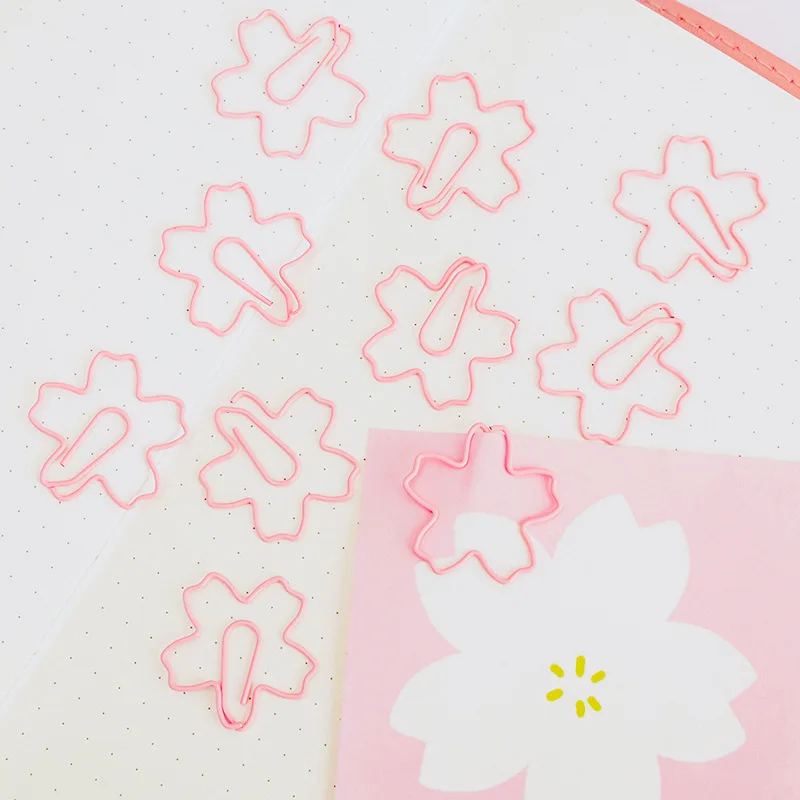 30 pz Metallo Macaron Colori Graffette Sakura Ago di Carta Segnalibro Memo Clip di Metallo Cancelleria Fiori di Ciliegio Pinze