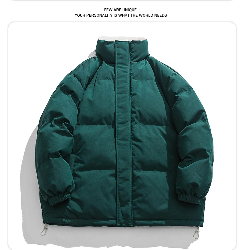 Mantel Katun Berlapis Bulu Tebal Pria Jaket Musim Dingin Hangat Tebal Mantel Pakaian Luar Fashion Kasual Pakaian Pria Kerah Berdiri