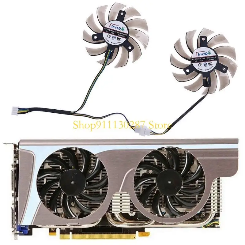 

J1HC 1 Pair FD7010H12S 75mm 4Pin Cooler Fan for MSI R6870 R6790 Graphics Card