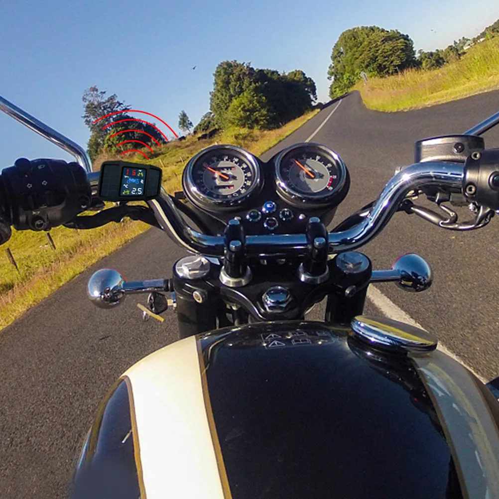 

1Set Solar Tire Pressure Sensor Motorcycle Monitor Durable Easy Install Safety Black Tire Pressure Equipment