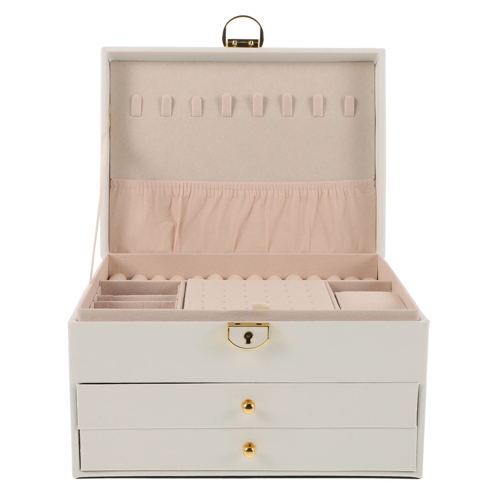 

Jewelry Box 3 Layers Necklace Holder Earring Storage Travel Case Bracelet ganizer Ring Trinket Display Locking