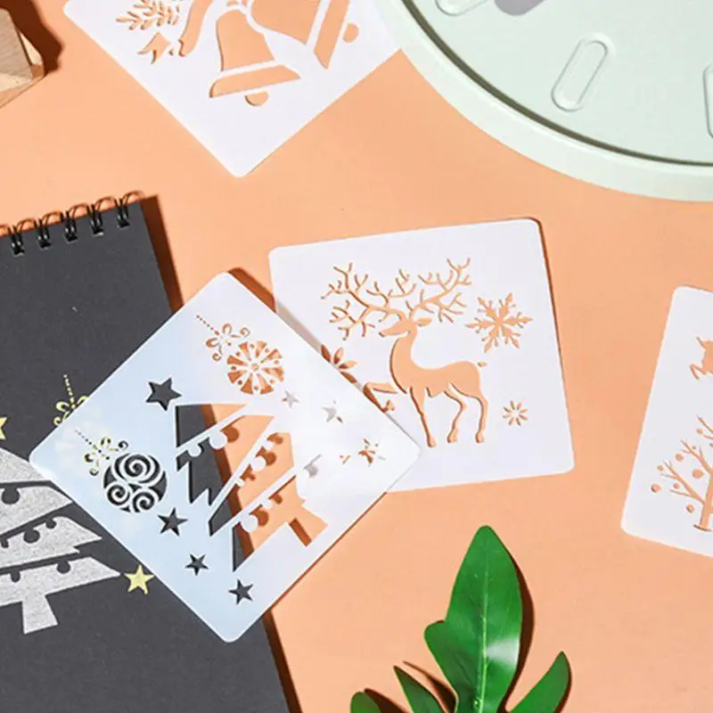 16Pcs/12Pcs DIY 메리 크리스마스 드로잉 스텐실 템플릿 엠보싱 종이 카드 그림 Scrapbooking 스탬프 앨범 장식