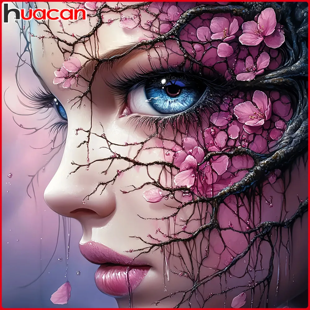 

Huacan Woman Diamond Painting Full Square Round Embroidery Sale Flower Rhinestone Pictures Craft Kit