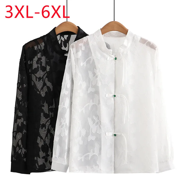 New 2023 Ladies Spring Summer Plus Size Tops For Women Large Size Long Sleeve O-neck Blouse Shirt 3XL 4XL 5XL 6XL