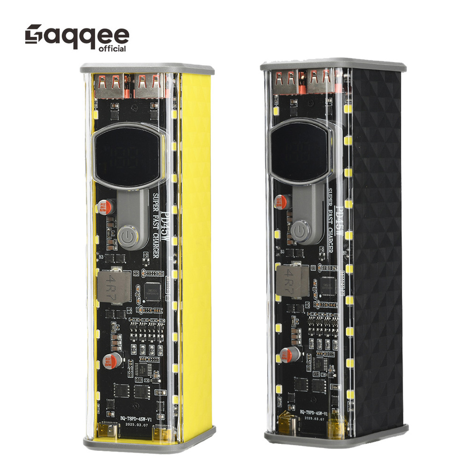  PD 45W 30-65W Super Fast Charging Transparent Power Bank Shell Welding Free 8 18650 Battery Cartridges For Outdoor Light Type-C 